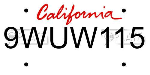 9WUW115 California License Plate