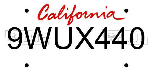 9WUX440 California License Plate