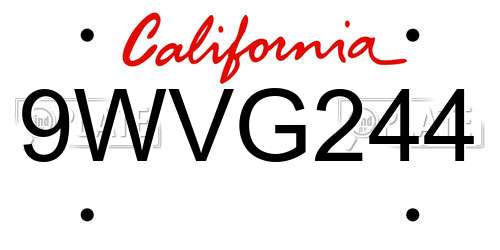 9WVG244 California License Plate