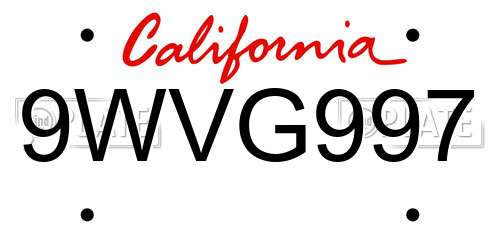 9WVG997 California License Plate