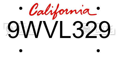 9WVL329 California License Plate