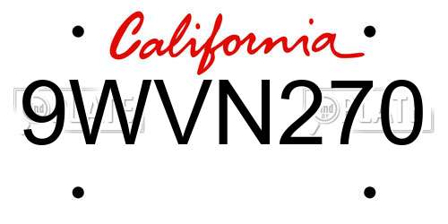 9WVN270 California License Plate