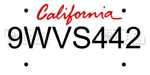9WVS442 California License Plate