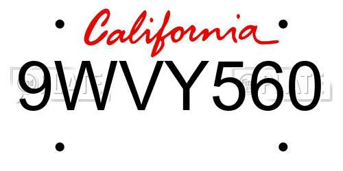 9WVY560 California License Plate