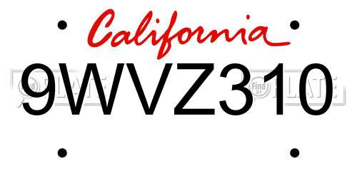 9WVZ310 California License Plate