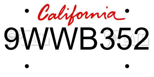 9WWB352 California License Plate
