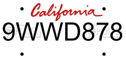 9WWD878 California License Plate