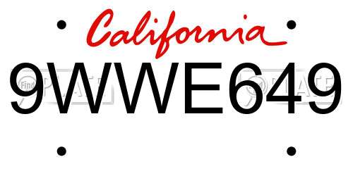 9WWE649 California License Plate