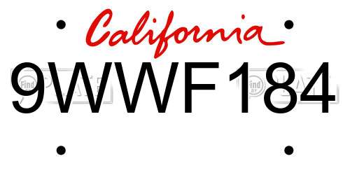 9WWF184 California License Plate