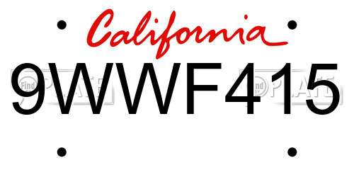 9WWF415 California License Plate