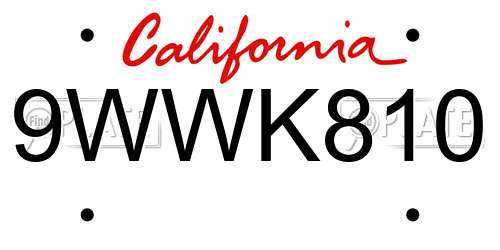 9WWK810 California License Plate