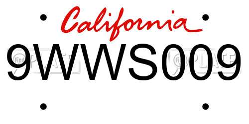 9WWS009 California License Plate