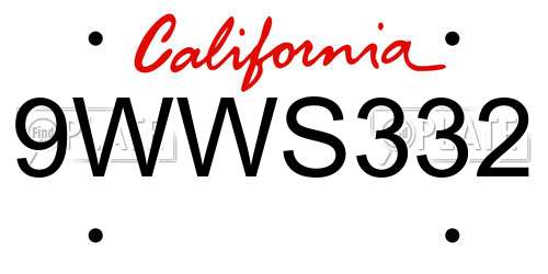 9WWS332 California License Plate