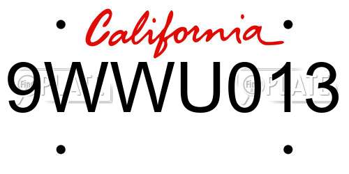9WWU013 California License Plate