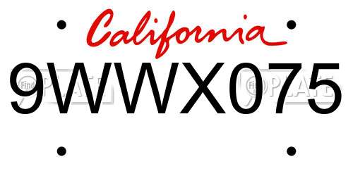 9WWX075 California License Plate