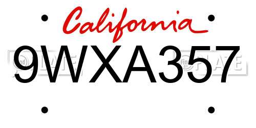 9WXA357 California License Plate