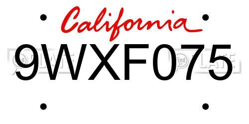 9WXF075 California License Plate