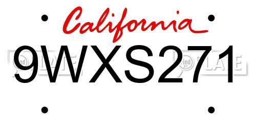 9WXS271 California License Plate