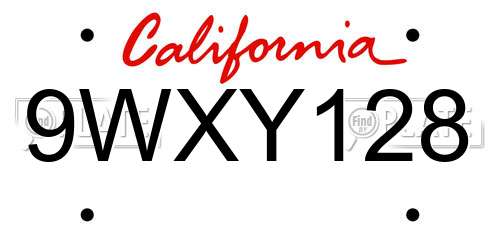 9WXY128 California License Plate