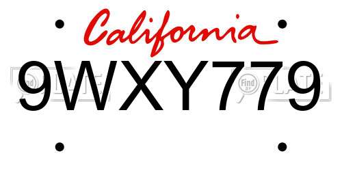 9WXY779 California License Plate