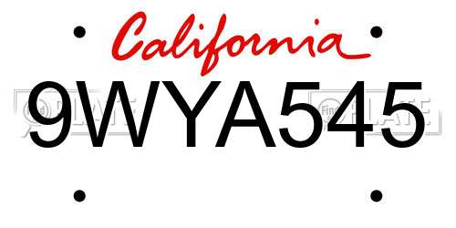 9WYA545 California License Plate