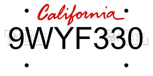 9WYF330 California License Plate