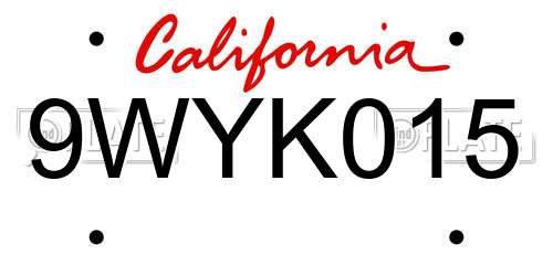 9WYK015 California License Plate