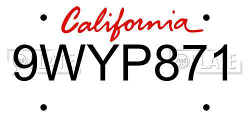 9WYP871 California License Plate