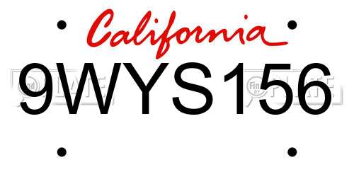 9WYS156 California License Plate