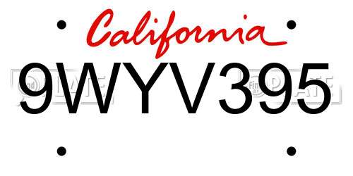 9WYV395 California License Plate