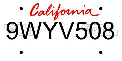 9WYV508 California License Plate