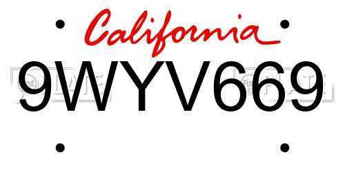9WYV669 California License Plate