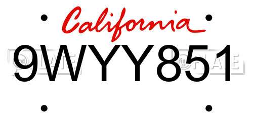 9WYY851 California License Plate
