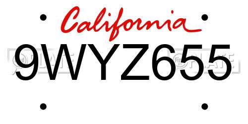 9WYZ655 California License Plate