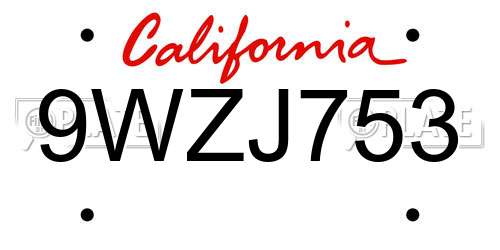 9WZJ753 California License Plate