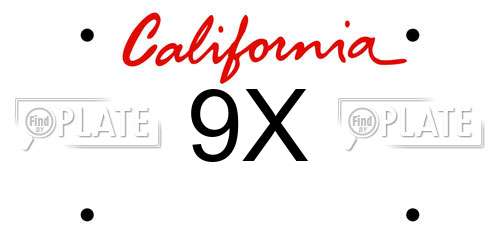 9X California License Plate