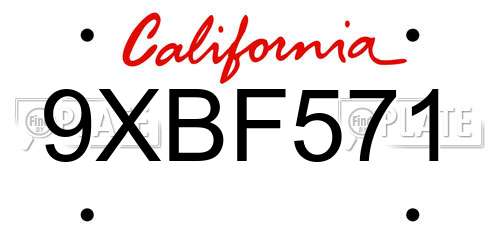 9XBF571 California License Plate