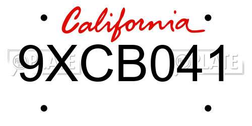 9XCB041 California License Plate