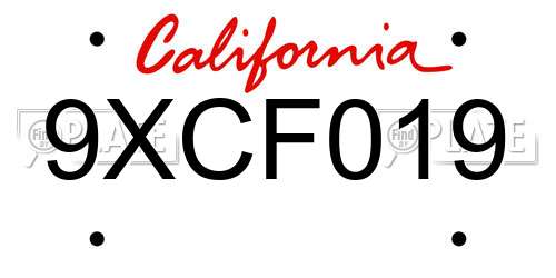 9XCF019 California License Plate
