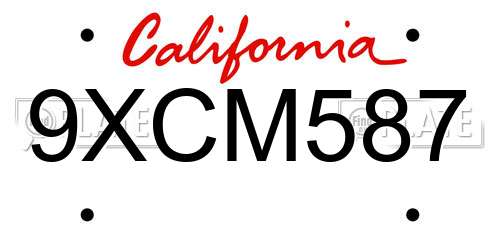 9XCM587 California License Plate