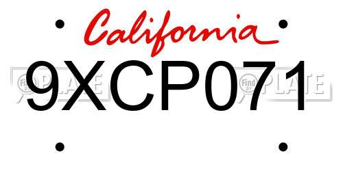 9XCP071 California License Plate