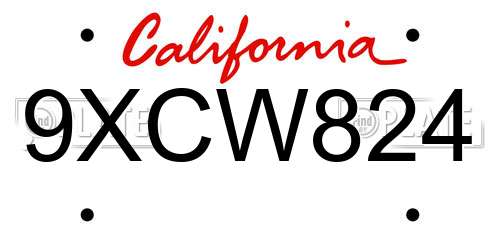 9XCW824 California License Plate