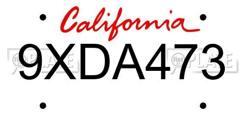 9XDA473 California License Plate
