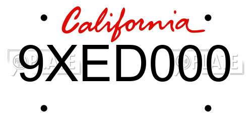 9XED000 California License Plate