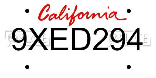9XED294 California License Plate