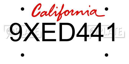 9XED441 California License Plate