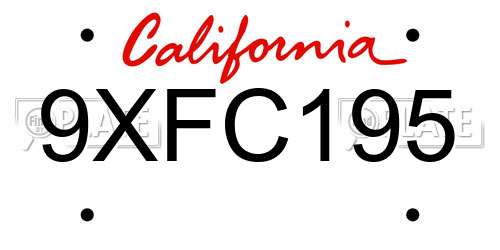 9XFC195 California License Plate