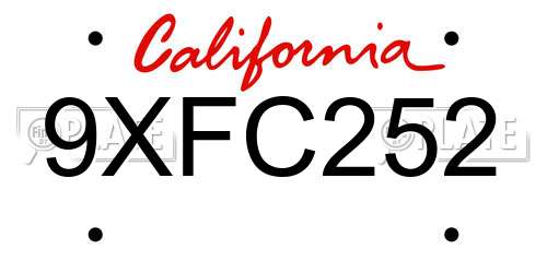 9XFC252 California License Plate