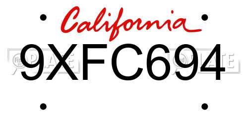 9XFC694 California License Plate