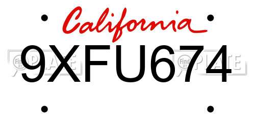 9XFU674 California License Plate